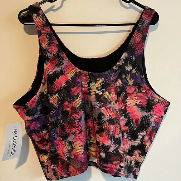 NWT Isabella Colorful cropped active tank top with built-in bra. Size 3x - Picture 5 of 6